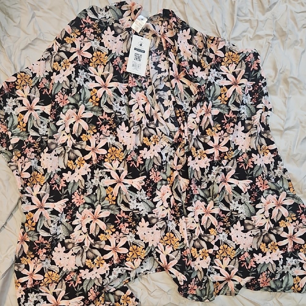 Body Glove Floral Kaftan with Pink and Black